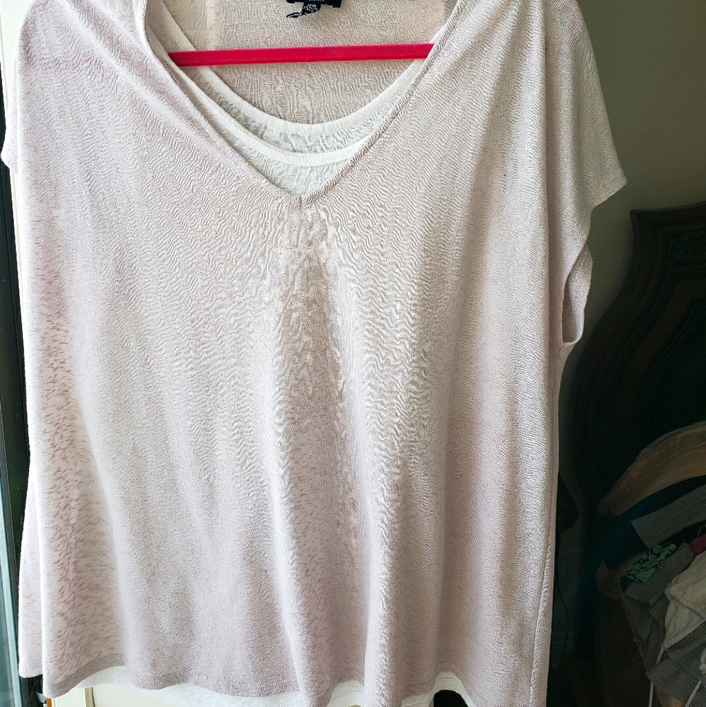 Layered cream and white top, loose fit